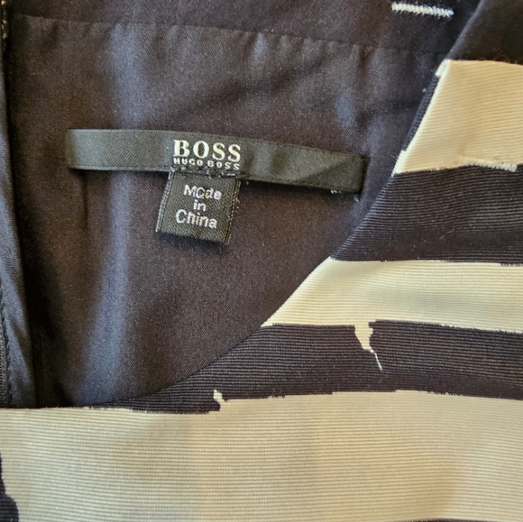 Hugo Boss Women Black Ivory Zebra Dress Size 2 Silk Cocktail Party $595 - Picture 8 of 12